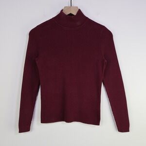 Vintage Lauren Ralph Lauren Ribbed Mock Neck Sweater PS Preppy Classic Burgundy